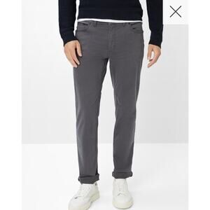 Brax Men's Pants 36x32 Cooper Fancy Straight Fit‎ Gray Cotton Five Pocket Casual